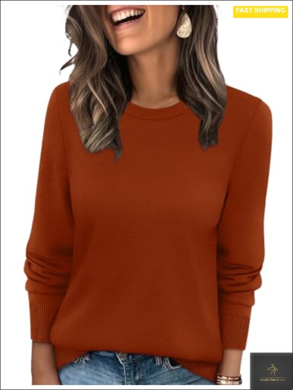 Women's Lightweight Pullover Sweater Long Sleeve Crewneck Knit Top Fall Outfit